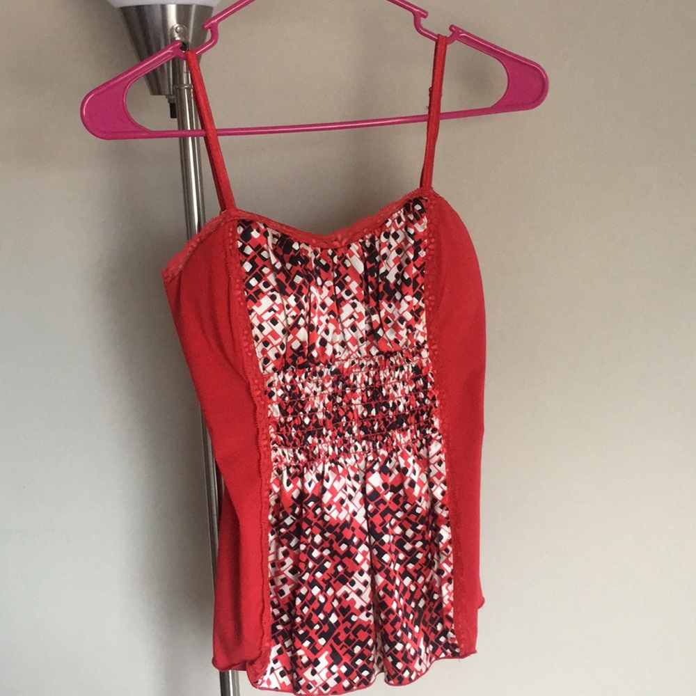 Red top with satin accent